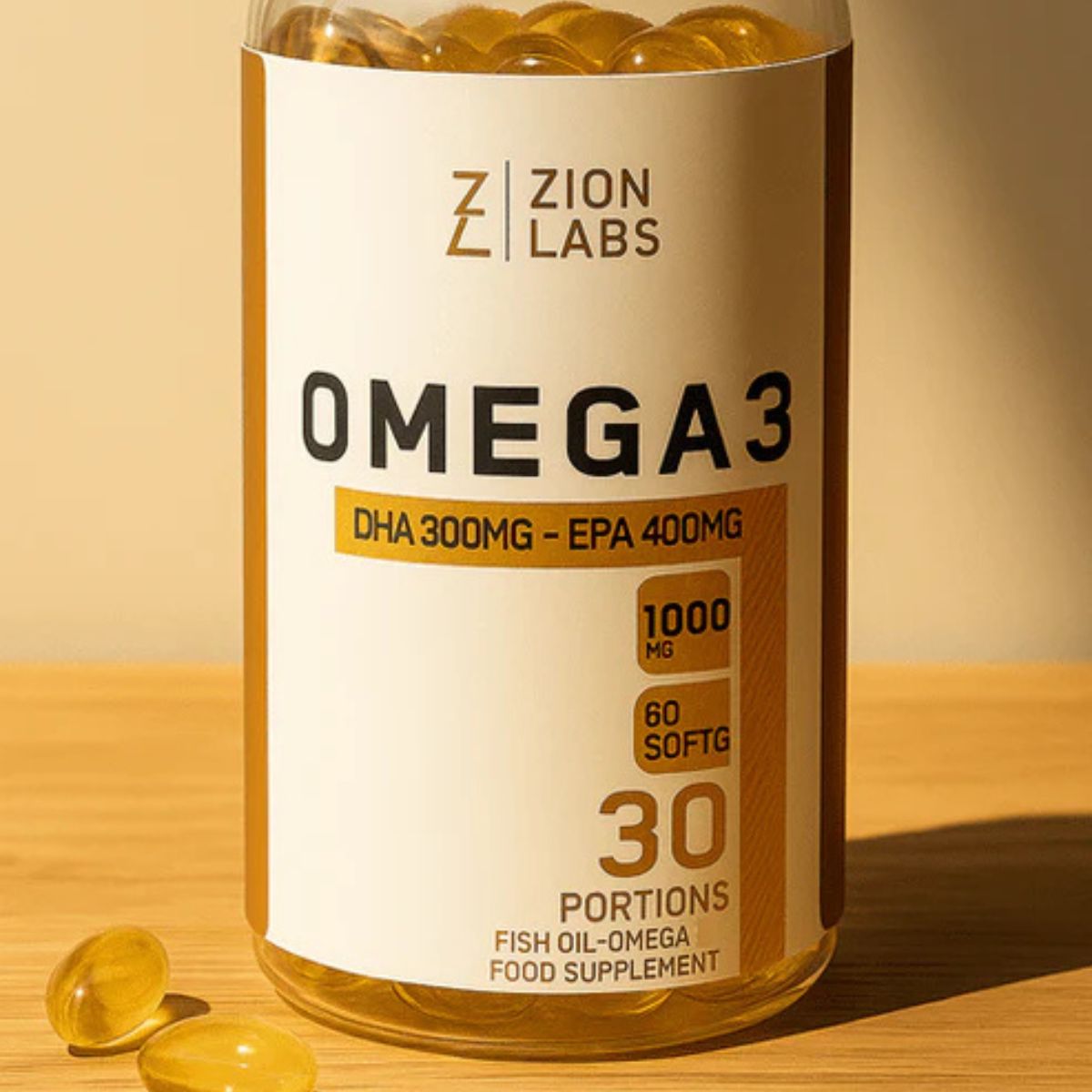 Zion Labs Omega 3 Fish Oil – 1000mg (60 Softgels) | DHA + EPA for Brain, Heart & Joint Health