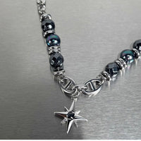 Titanium steel Eight Awn Star necklace for men