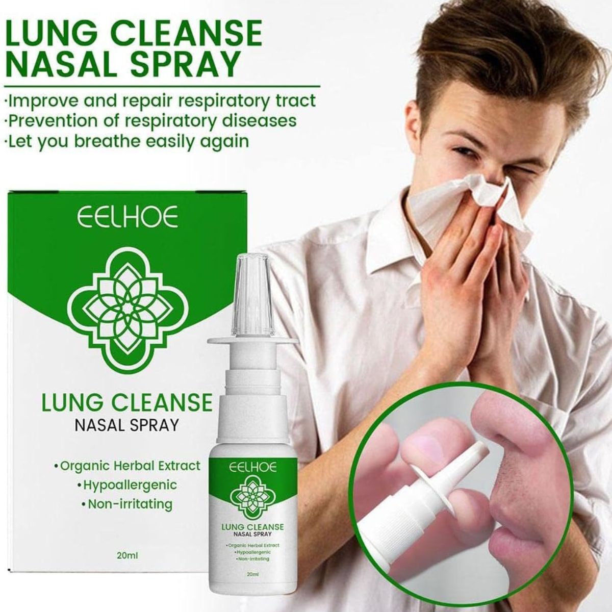 Ellehoe Lung Cleanse Nasal Spray – sinus & respiratory relief, natural formula, 20ml travel size