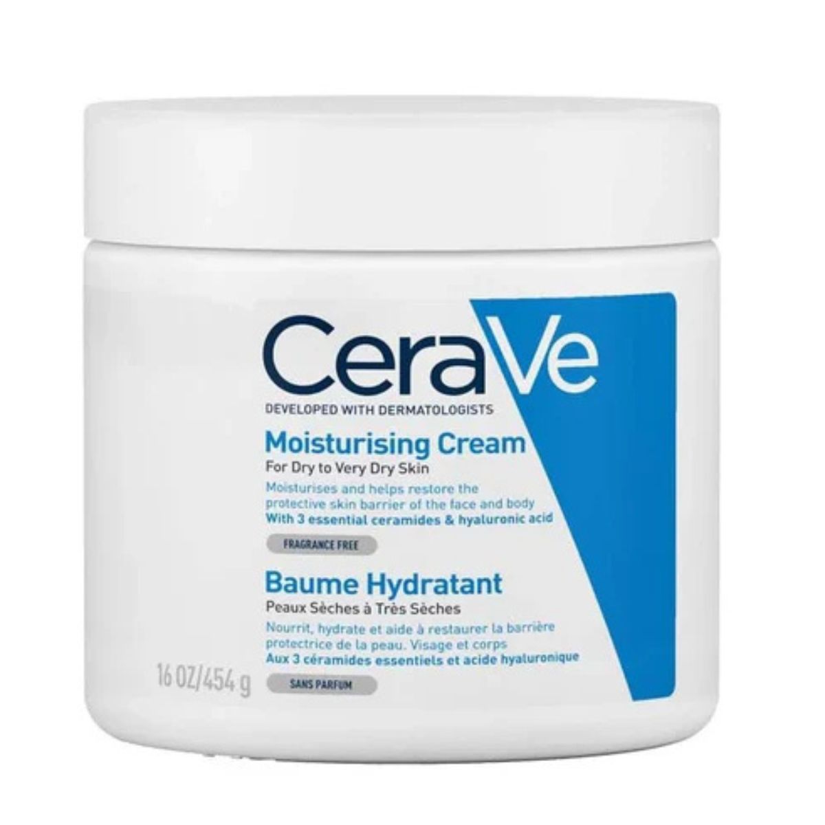 Moisturizing cream – deep hydration, fragrance-free, gentle on all skin types, family-sized 454g