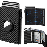 Ultra-thin smart wallet for men – black PU leather card clamp