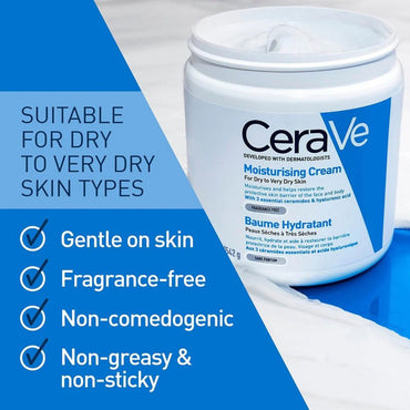 Moisturizing cream – deep hydration, fragrance-free, gentle on all skin types, family-sized 454g