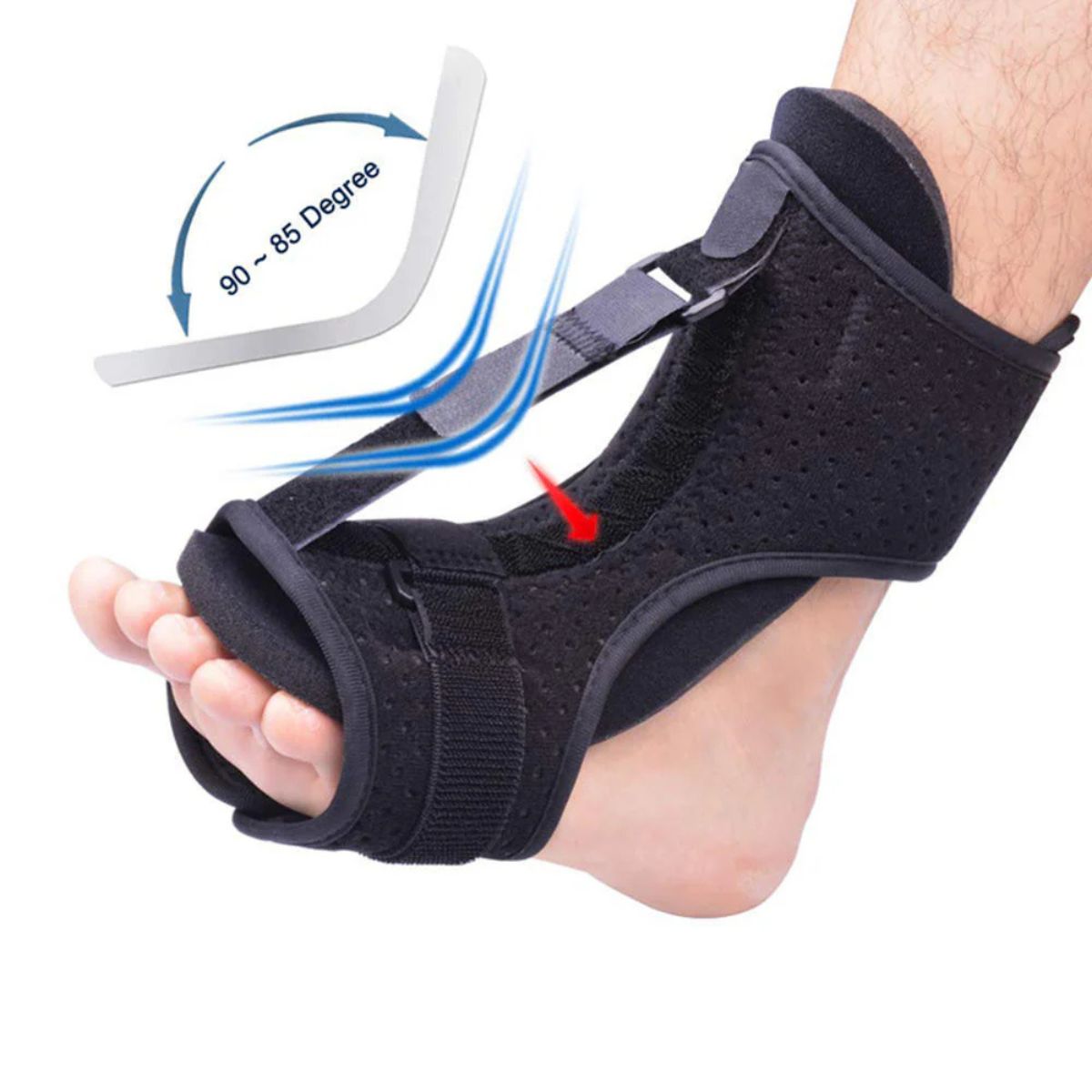 Plantar fasciitis night splint foot orthosis brace black adjustable