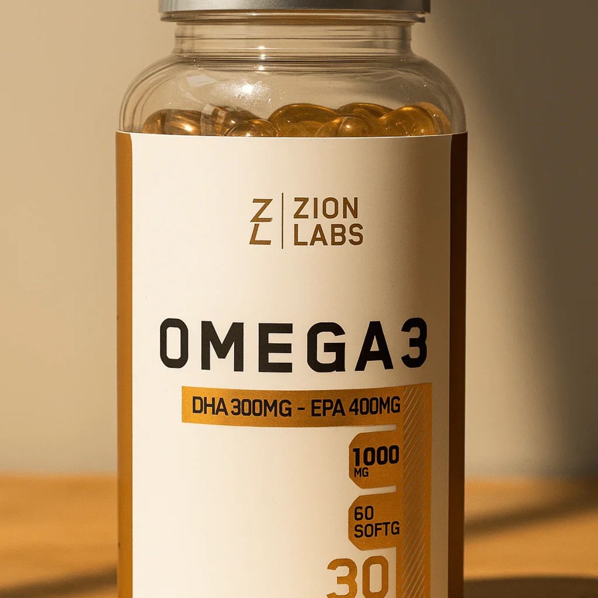 Zion Labs Omega 3 Fish Oil – 1000mg DHA + EPA, brain, heart, joint & vision support, 60 softgels