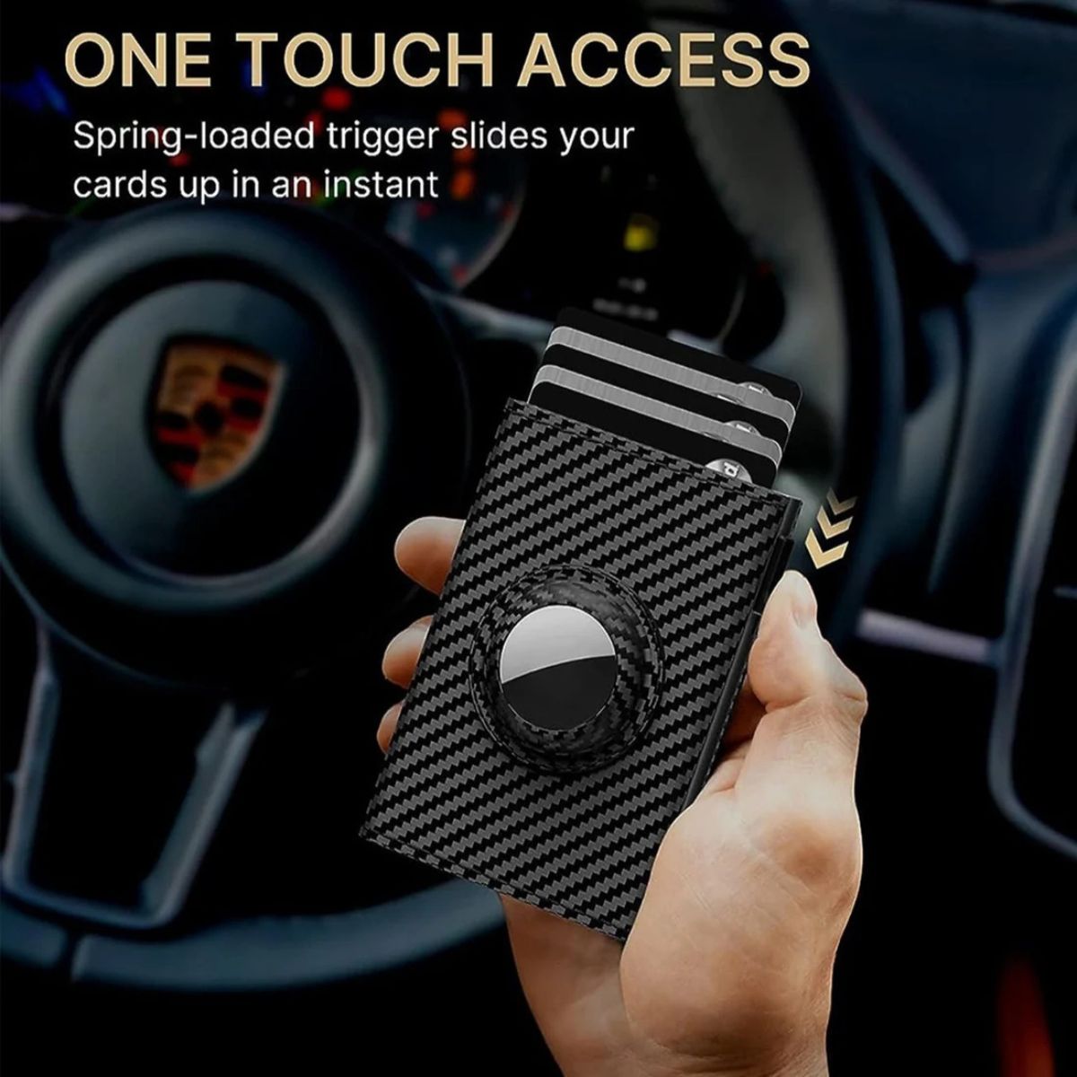 Ultra-thin smart wallet for men – black PU leather card clamp