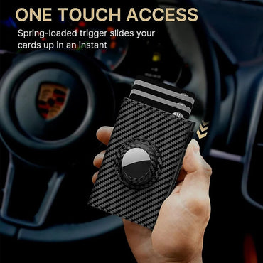 Ultra-thin smart wallet for men – black PU leather card clamp