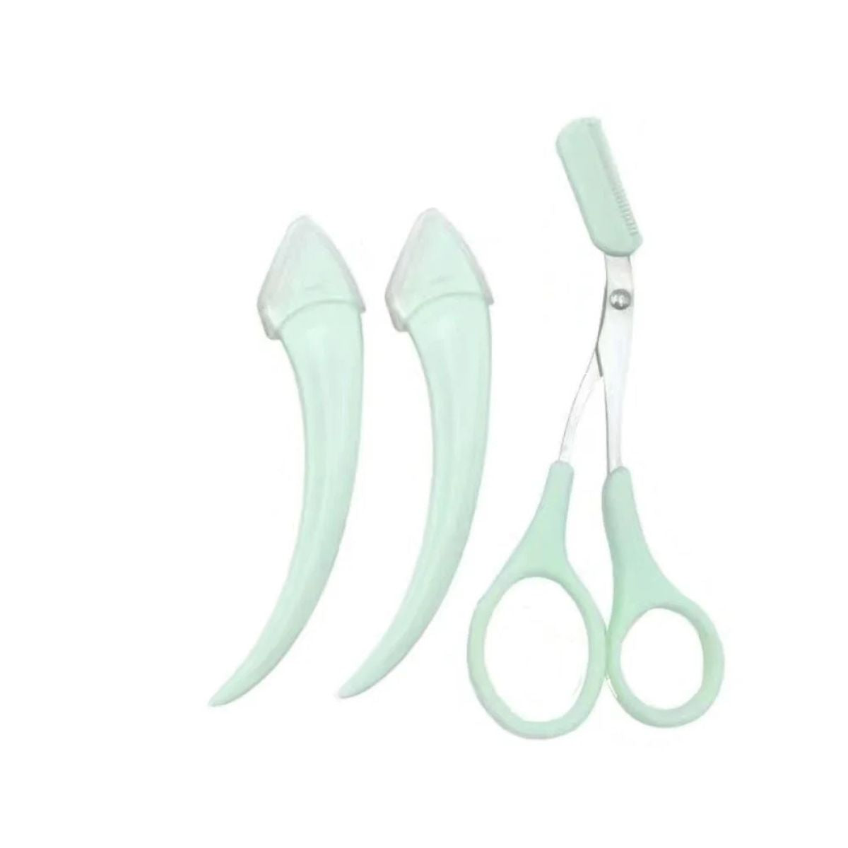Curved eyebrow trimming knife with comb pink beauty tool
