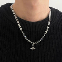 Titanium steel Eight Awn Star necklace for men