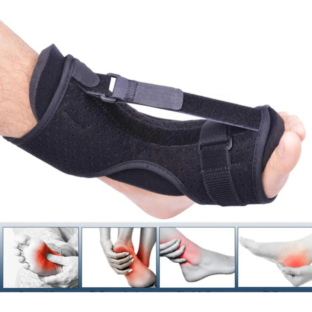 Plantar fasciitis night splint foot orthosis brace black adjustable