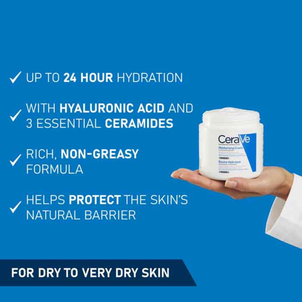 Moisturizing cream – deep hydration, fragrance-free, gentle on all skin types, family-sized 454g