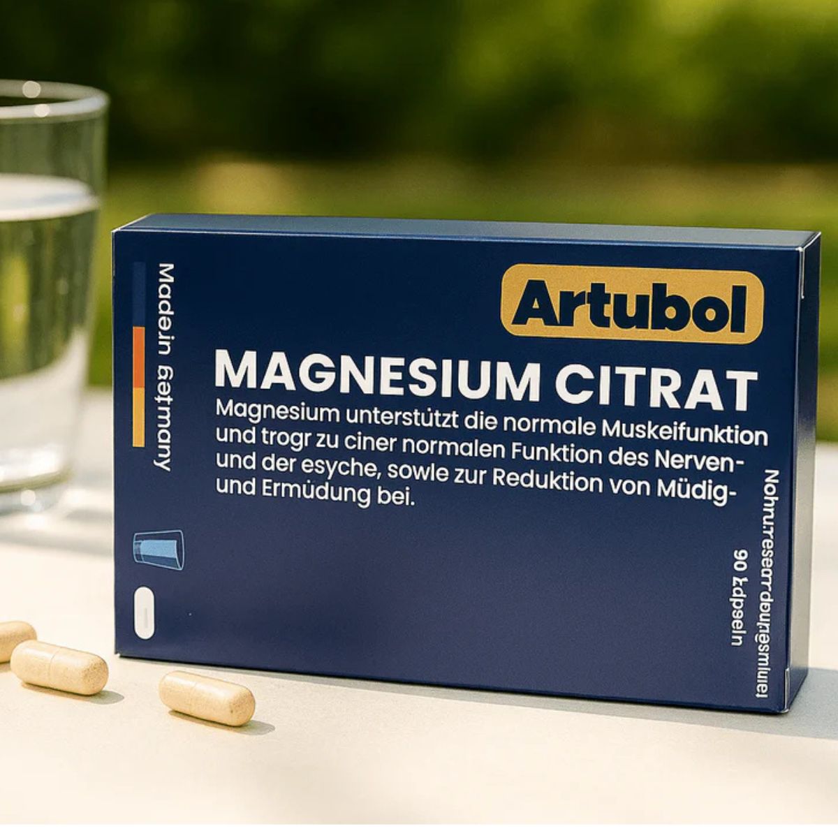 Artubol Magnesium Citrat – muscle, nerve & energy support, 90 capsules, made in Germany