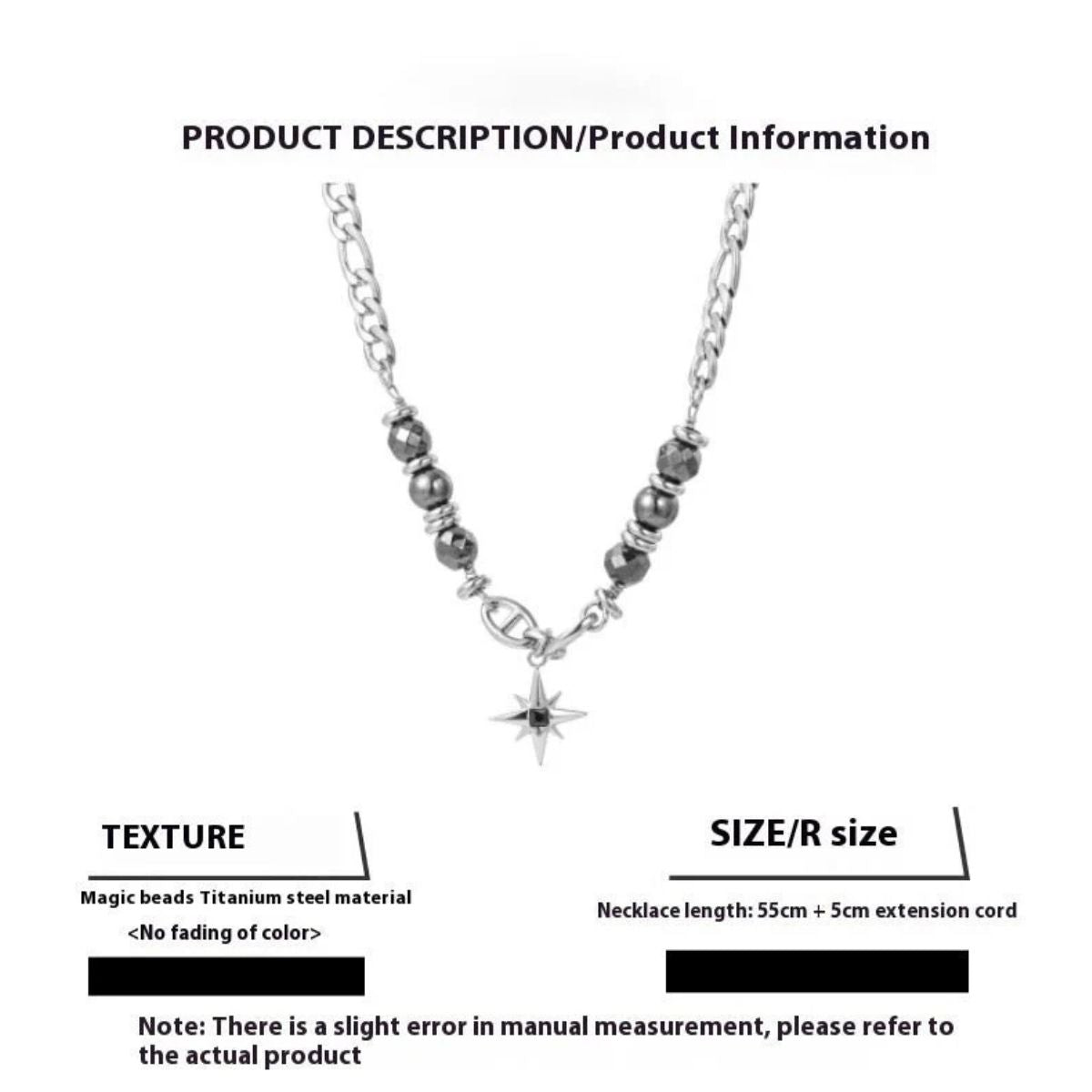 Titanium steel Eight Awn Star necklace for men