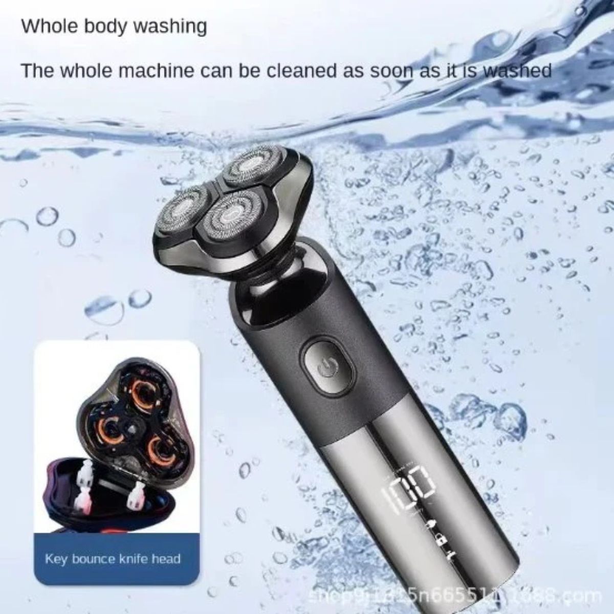 Rechargeable men’s razor with washable head