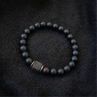 Men’s volcanic stone bracelet with black agate beads