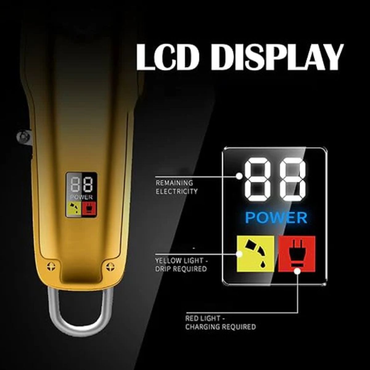Cordless hair clipper for men with LED display