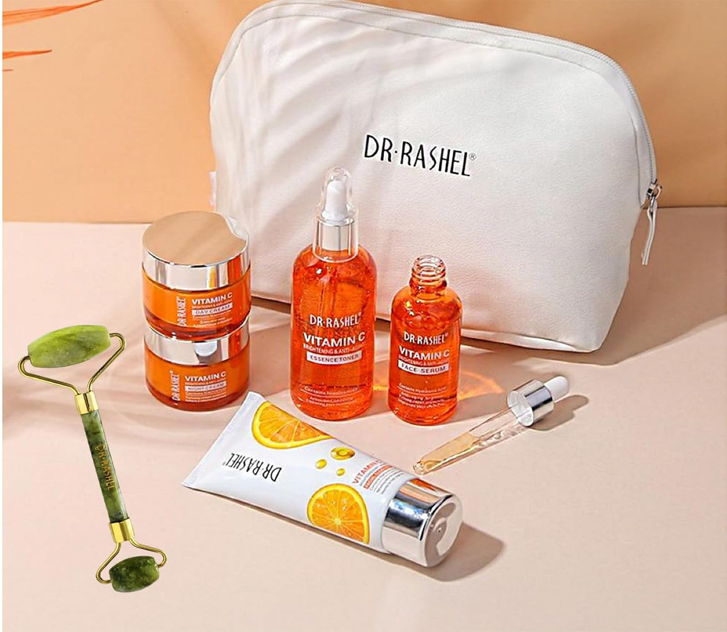 Dr Rashel Vitamin C Skin Care Set – 5-Piece Facial Kit with Jade Roller