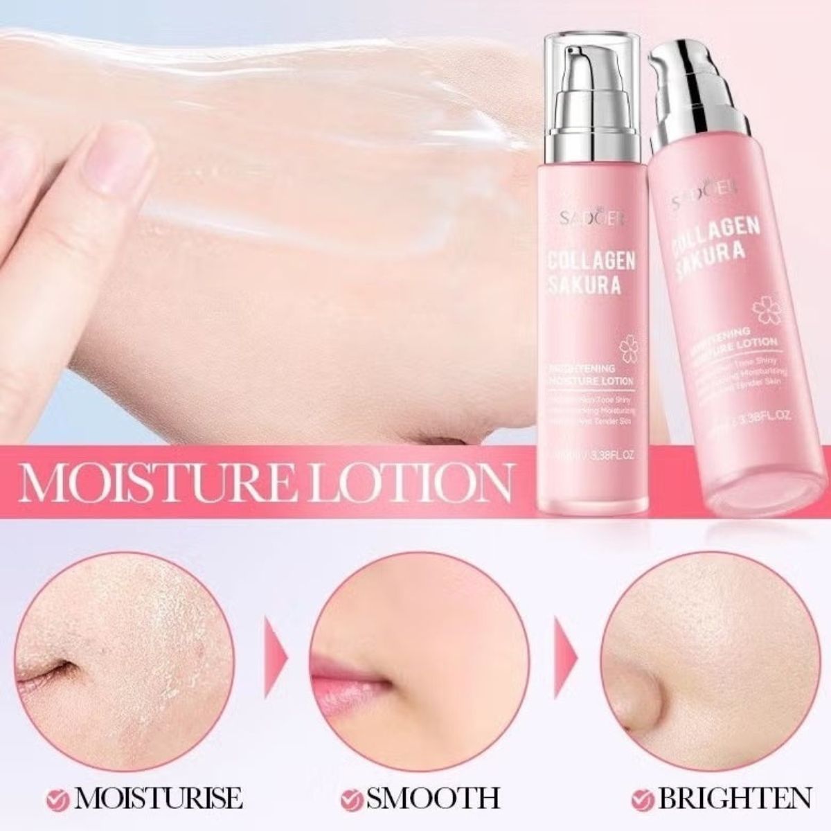Sadoer Collagen Sakura Skincare Set – Lotion, Serum & Cream